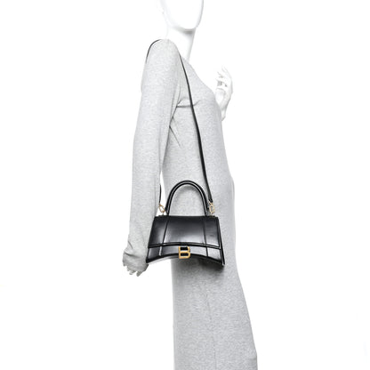 Balenciaga Shiny Box Calfskin Small Hourglass Top Handle Bag Black 2 of 9
