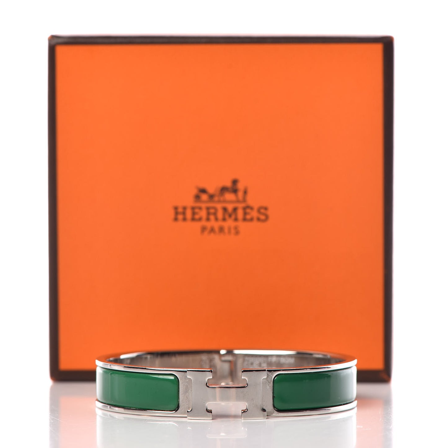 Enamel Narrow Clic Clac H Bracelet GM Vert Sapin