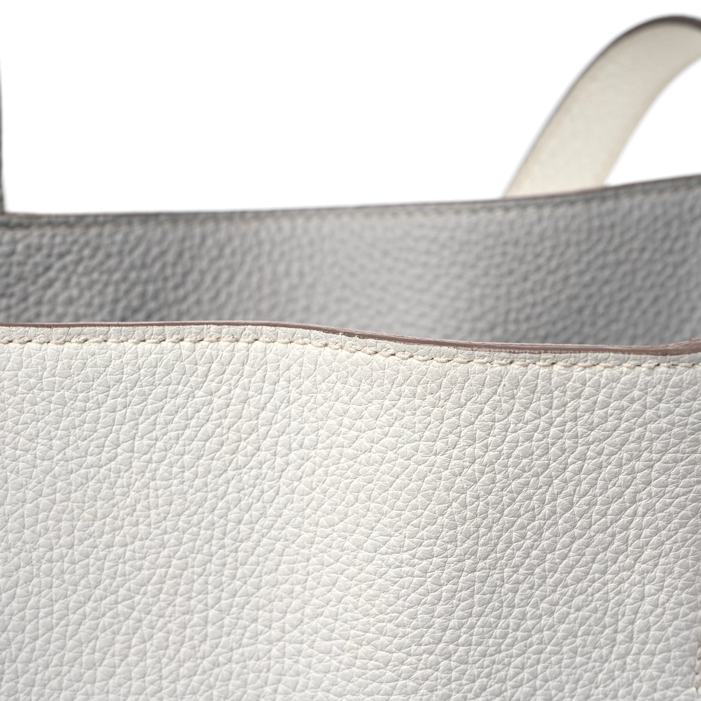 Taurillon Clemence Double Sens 45 Reversible Tote White Gris Perle