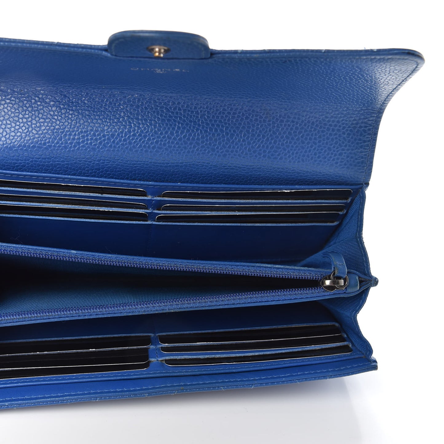 Caviar Quilted Large Flap Wallet Blue
