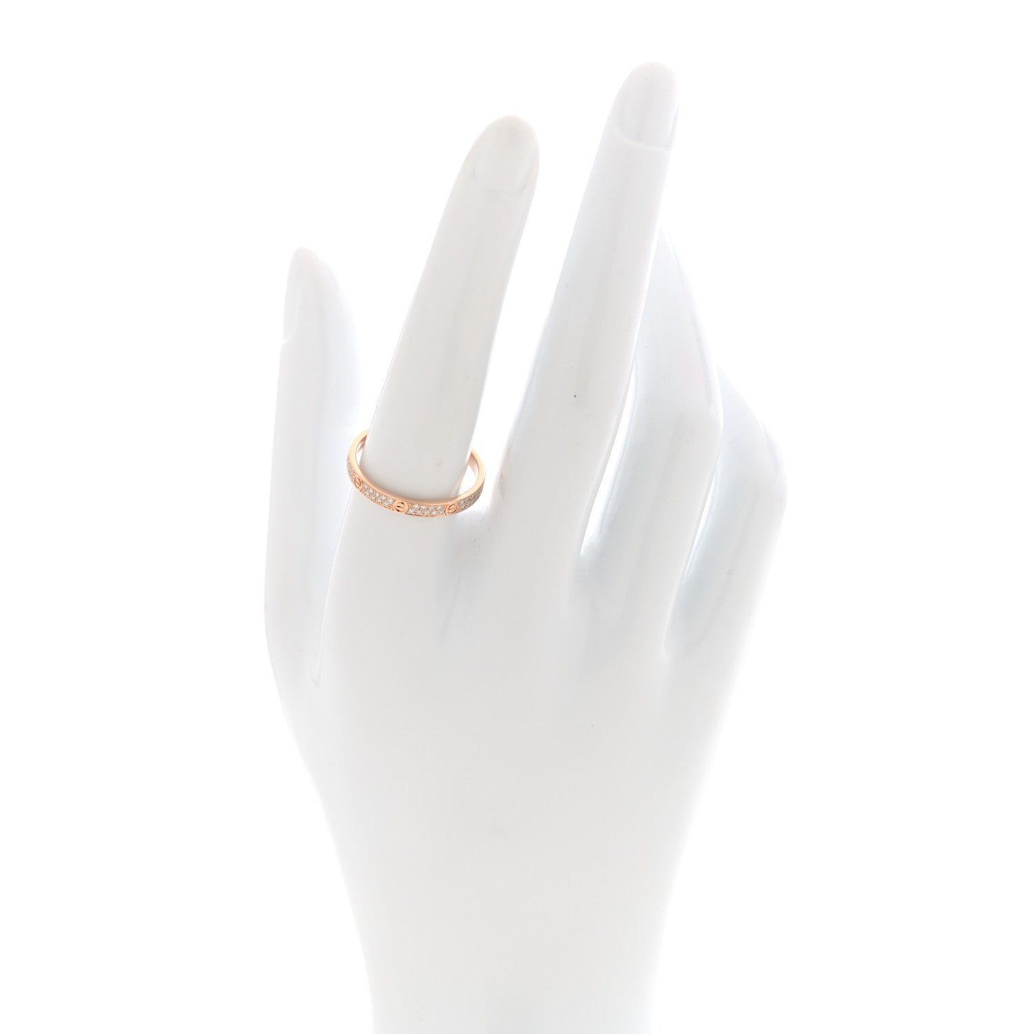 Cartier 18K Pink Gold Diamond 2.6mm LOVE Paved Band Ring 58 8.25 2 of 5