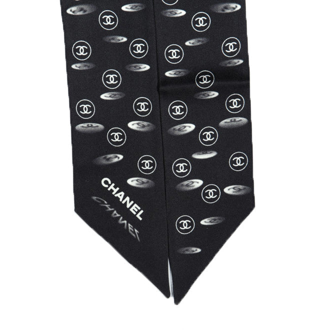 Chanel Silk CC Slim Bandeau Scarf Black 3 of 5