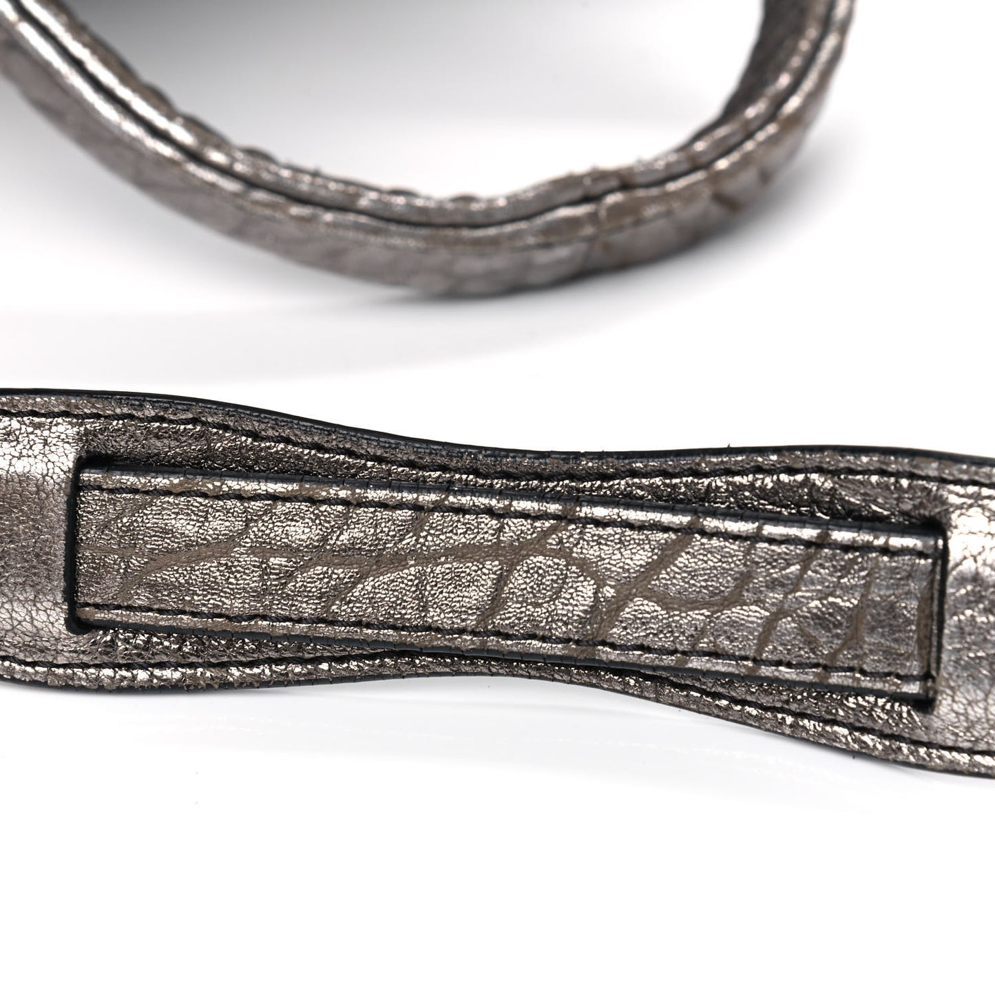 Metallic Pebbled Lambskin Rockie Carbon Silver Hardware