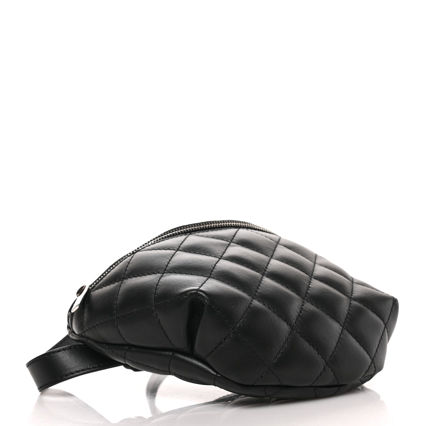 Calfskin Quilted Waist Belt Bag Black