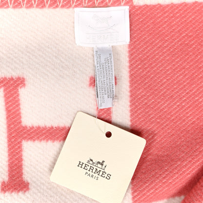 Hermes Wool Cashmere Avalon Baby Blanket Rose Airelle White 3 of 3