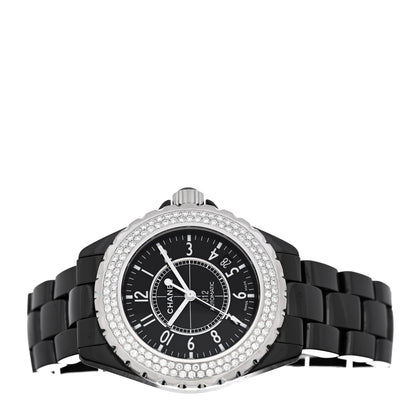 Chanel Stainless Steel Ceramic Diamond Pave Bezel 38mm J12 Automatic Watch Black 2 of 5