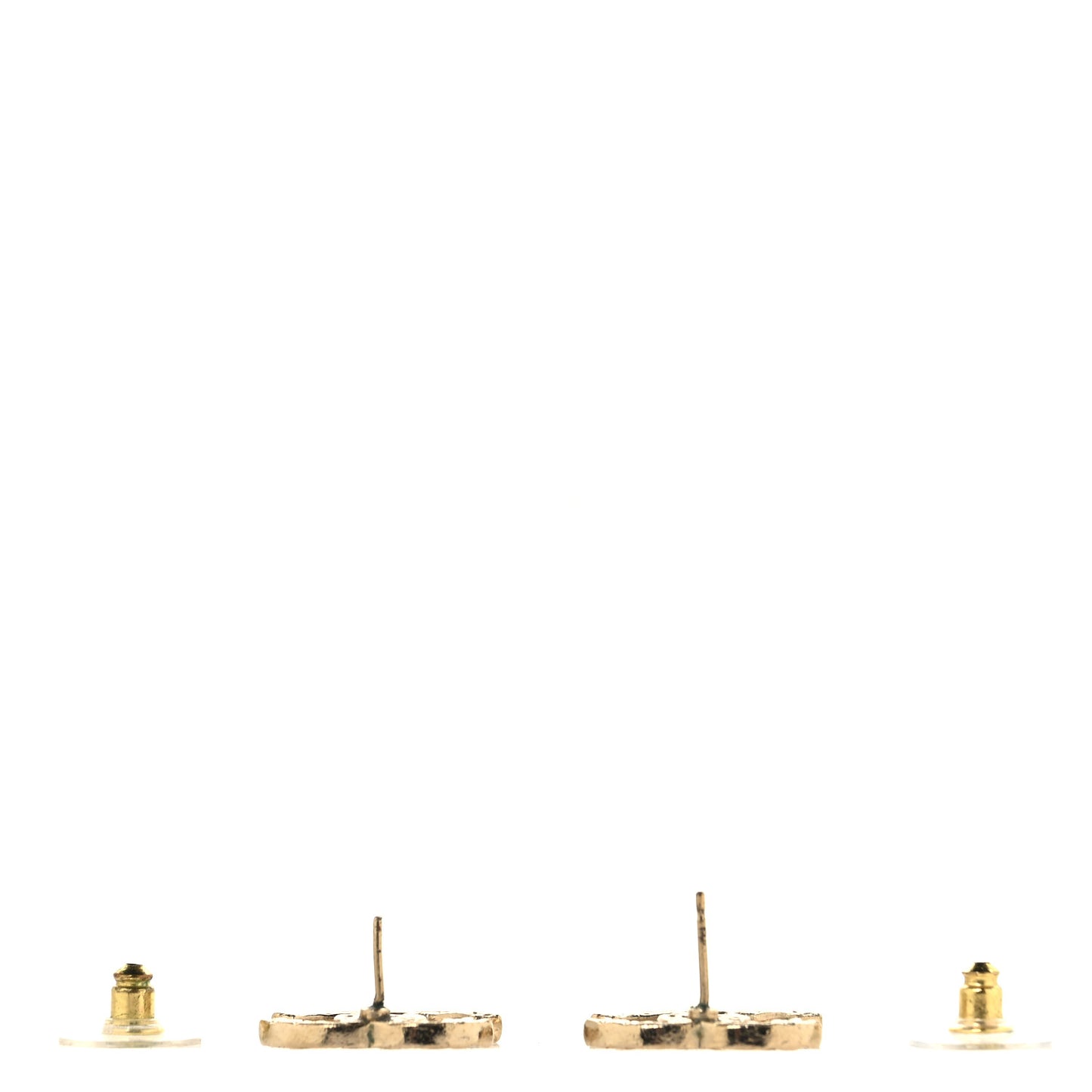 Metal Scarab CC Earrings Light Gold
