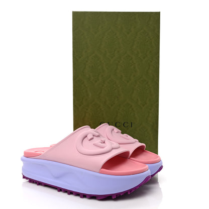 Gucci Soft Rubber Womens Interlocking G Platform 42mm Slide Sandals 38 Sugar Pink 9 of 9