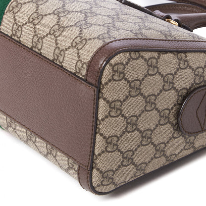 Gucci GG Supreme Monogram Web Medium Ophidia Boston Brown 5 of 8