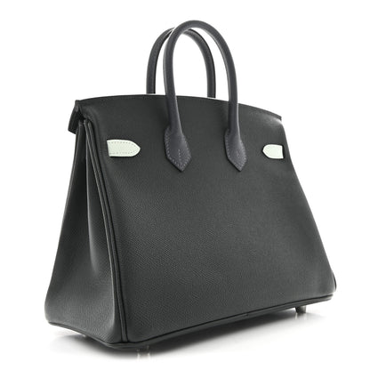Hermes Epsom Tri-Color Birkin 25 Vert Fonce Ardoise Vert Peppermint 3 of 10