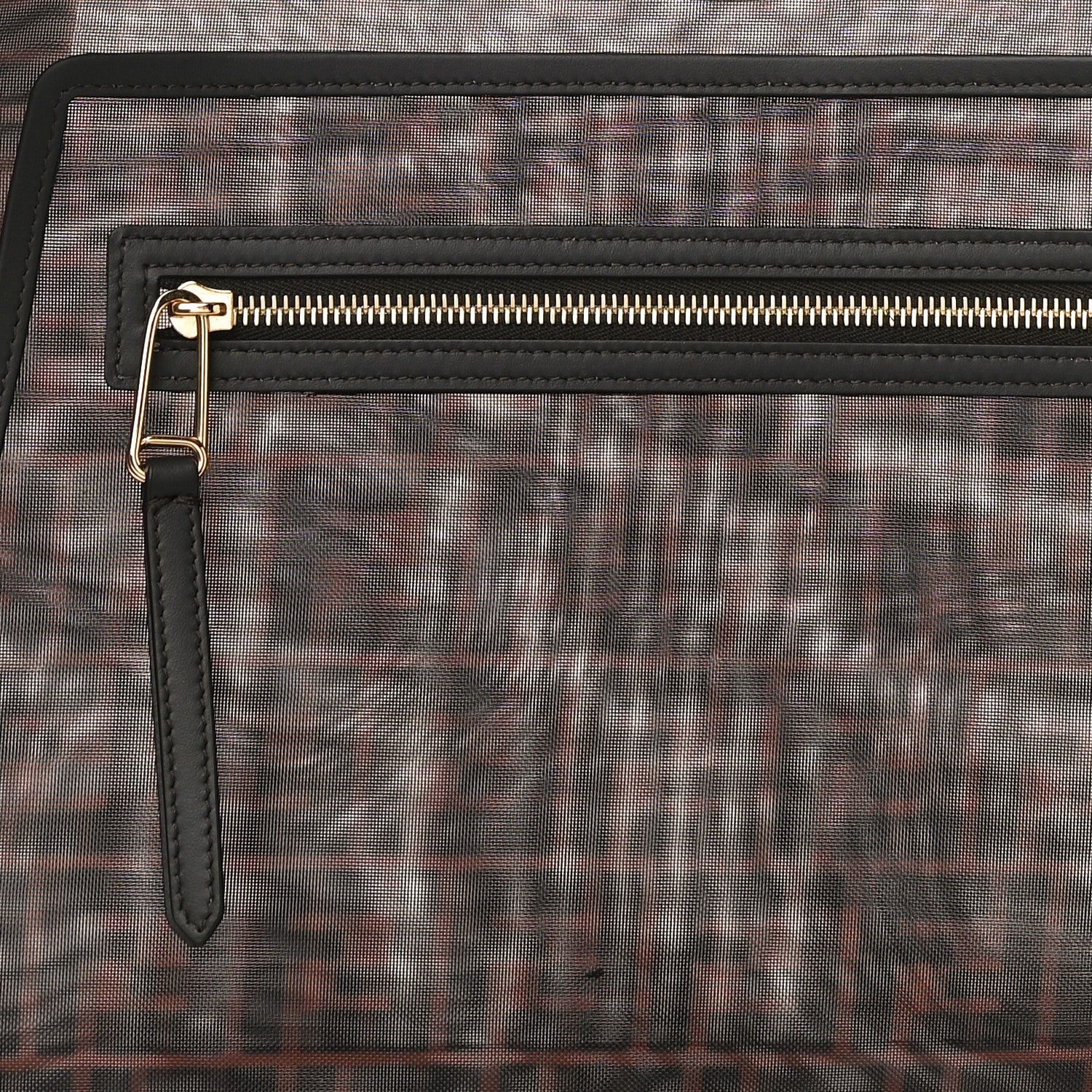Fendi Mesh Vitello Century Cuoio FF 1974 Medium Runaway Shopper Tote Marrone Black Ebano 8 of 12