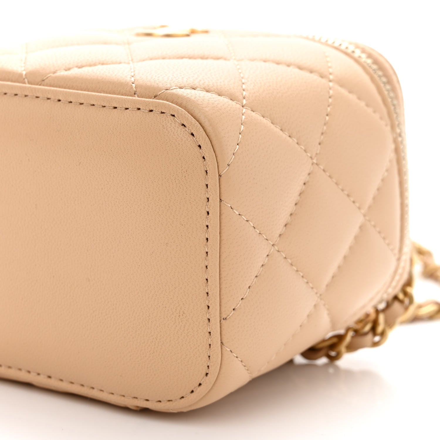Chanel Lambskin Quilted Pearl Crush Mini Vanity Case With Chain Beige 10 of 10