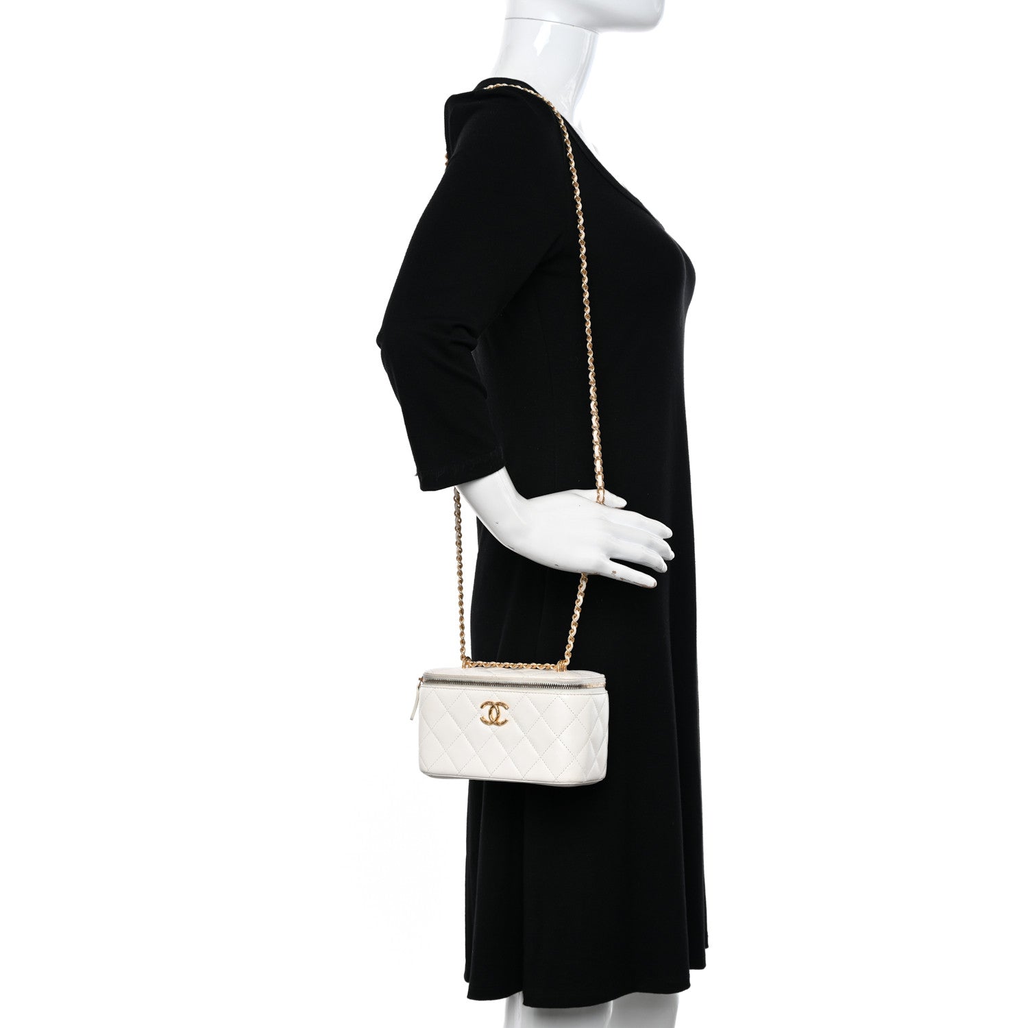 Chanel Lambskin Quilted Small CC Dynasty Vanity Case With Chain White 2 of 15