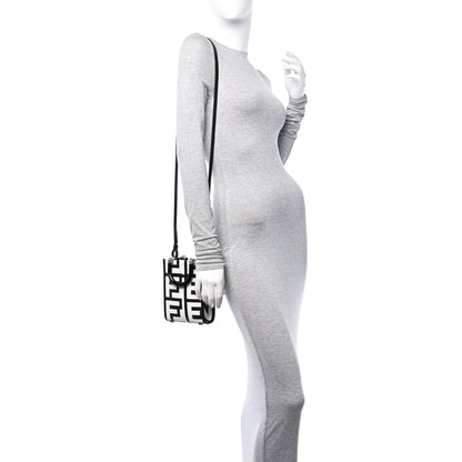 Fendi X MARC JACOBS Vitello King Plexiglass Logo Print Mini Fendi Sunshine Shopper Tote Black White 2 of 9