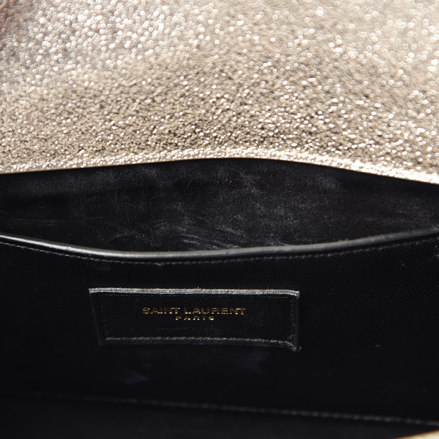 Saint Laurent Textured Metallic Calfskin Classic Monogram Cassandre Clutch Silver 7 of 12