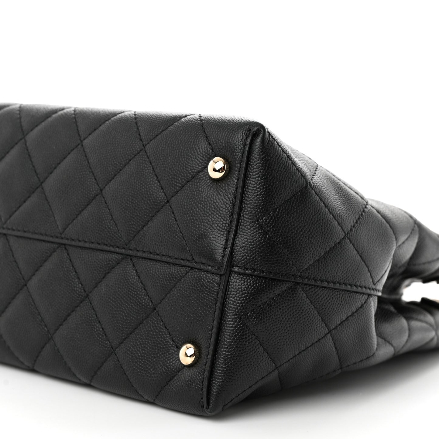 Caviar Quilted Small Shopping Tote Black