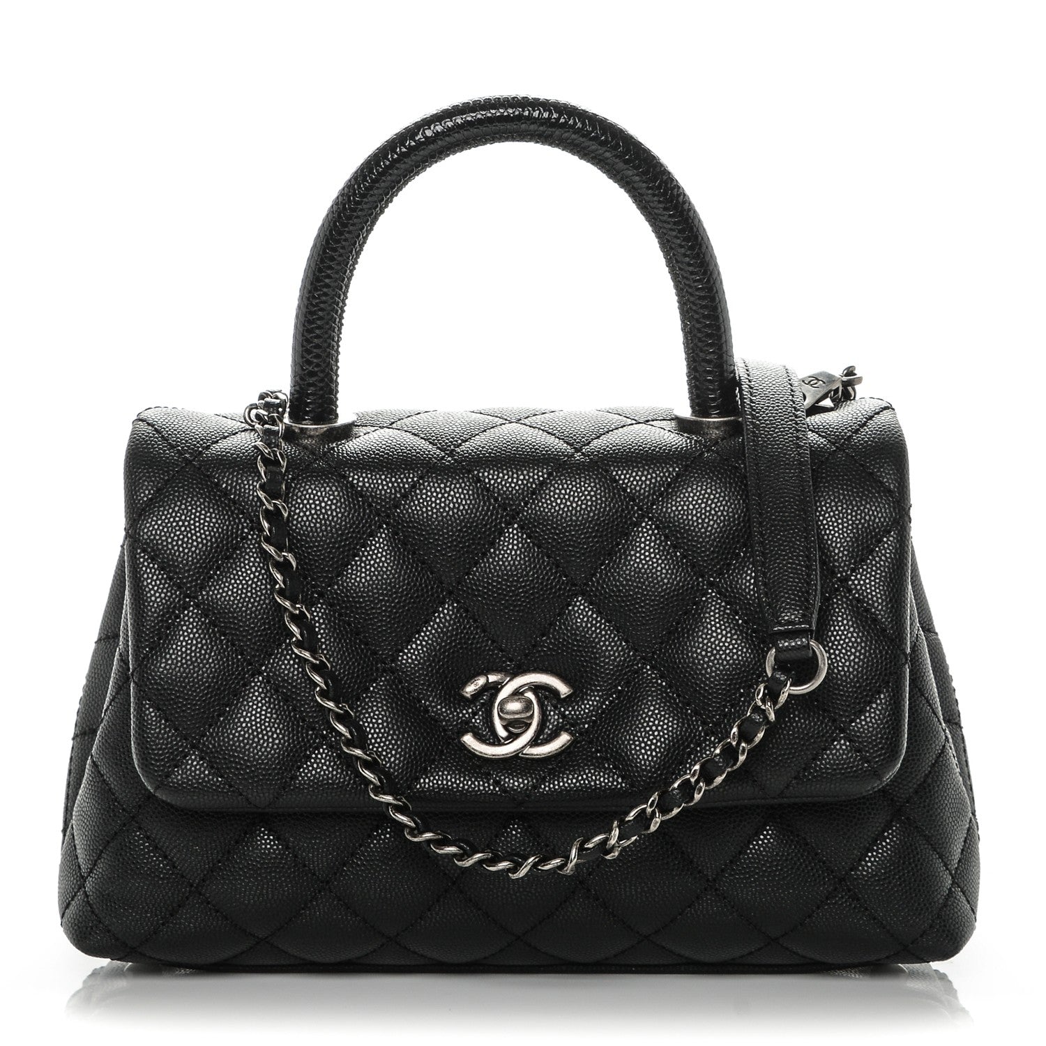 Chanel Caviar Lizard Quilted Mini Coco Handle Flap Black 1 of 7