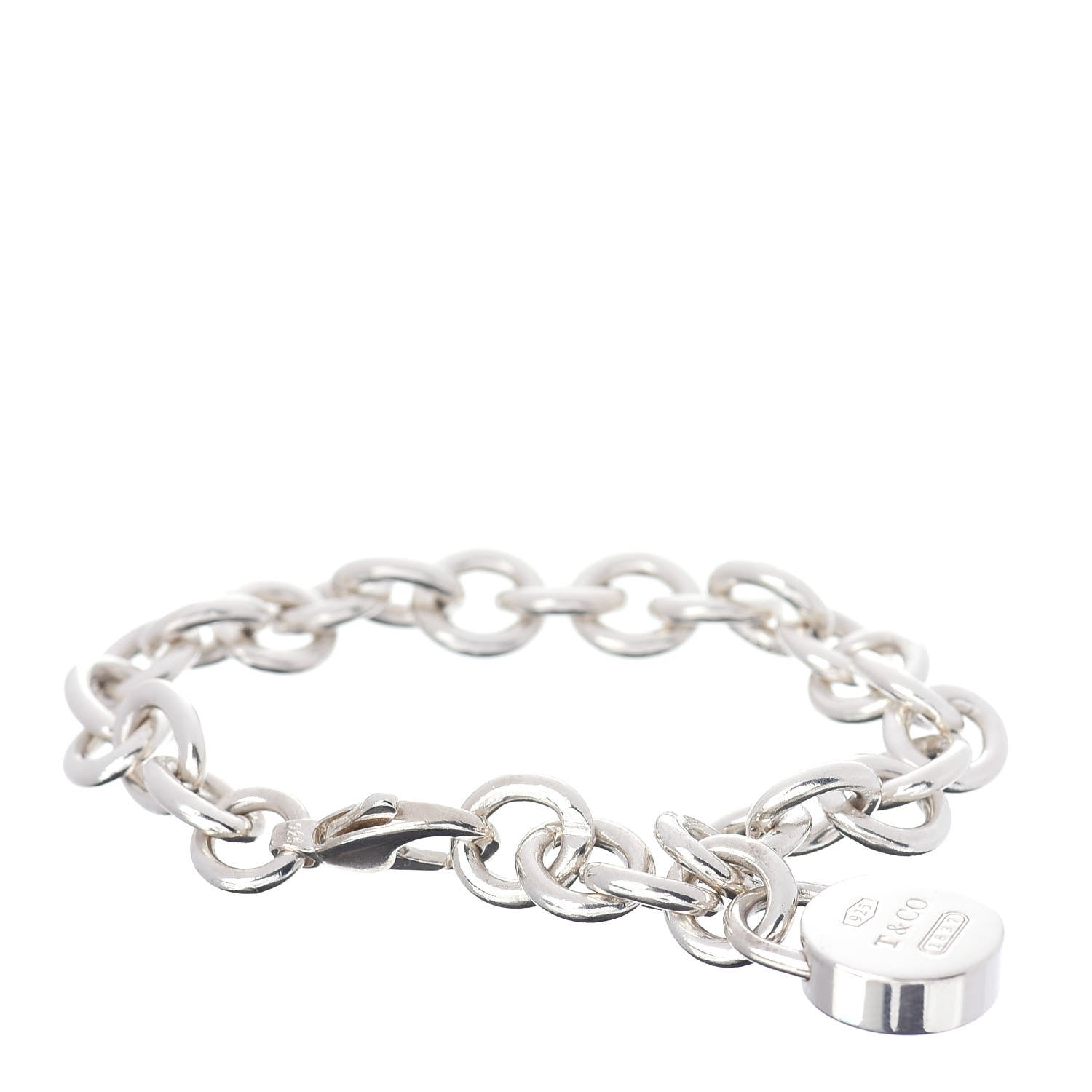 Tiffany Sterling Silver 1837 Round Padlock Charm Bracelet 1 of 4