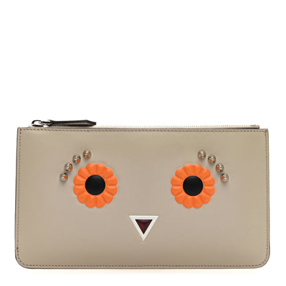 Fendi Vitello Century Lucido Hypnoteyes Studded Zip Pouch Grigio Polvere Arancio Multicolor 1 of 6
