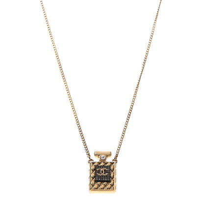 Chanel Crystal Pearl Perfume Bottle CC Necklace Gold 1 of 4