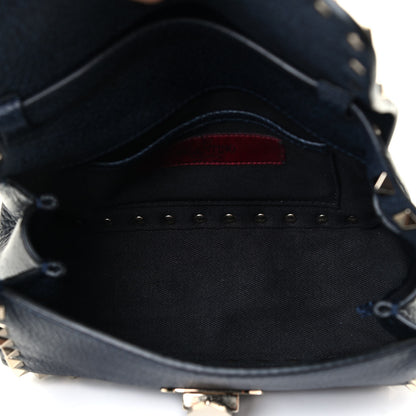 Valentino Garavani Pebbled Calfskin Mini Rockstud Flap Saddle Crossbody Bag Deep Denim 4 of 7