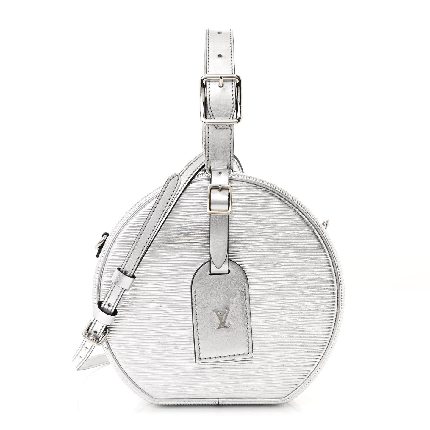 Metallic Epi Petite Boite Chapeau Silver