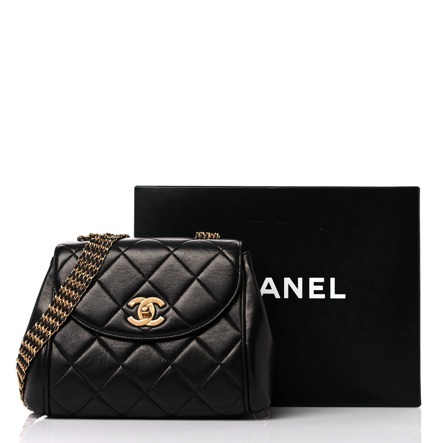 Lambskin Quilted 5 Chain Small Flap Black