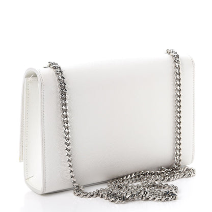Saint Laurent Grain De Poudre Small Monogram Kate Satchel Optical White 3 of 11