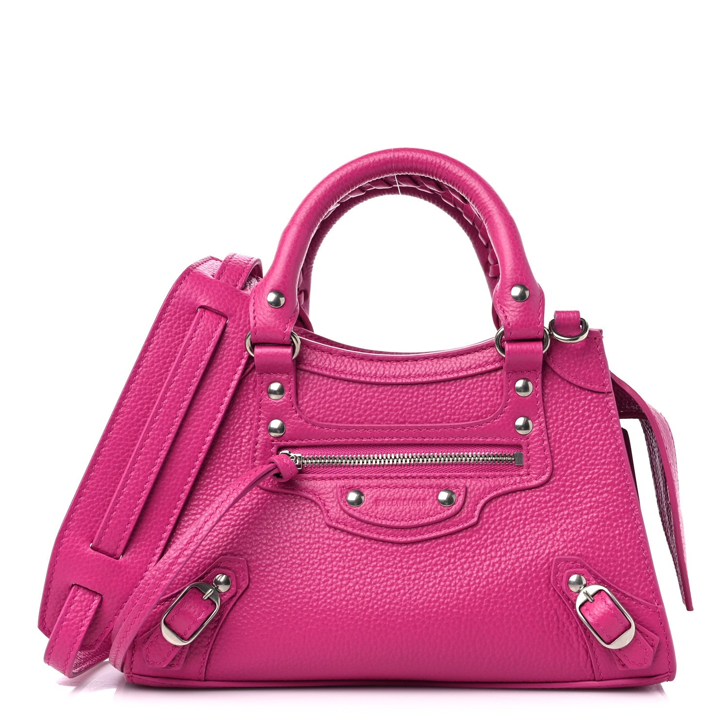 Balenciaga Grained Calfskin Neo Classic Silver Hardware Mini City Fuchsia 1 of 9