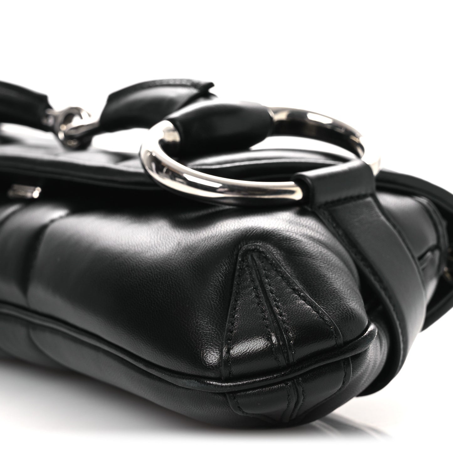 Nappa Vertical Matelasse Medium Maxi Horsebit Chain Shoulder Bag Black
