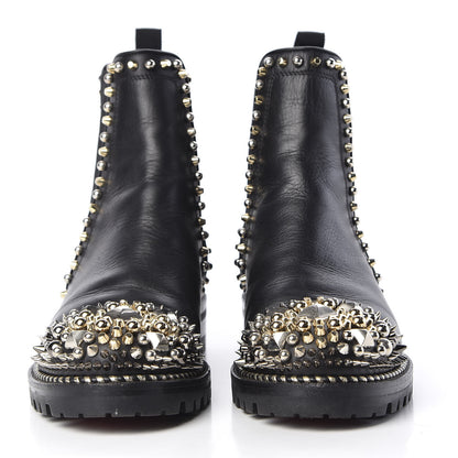 Christian Louboutin Calfskin Studded Chasse A Clou Flat Chelsea Boots 39 Black 3 of 9