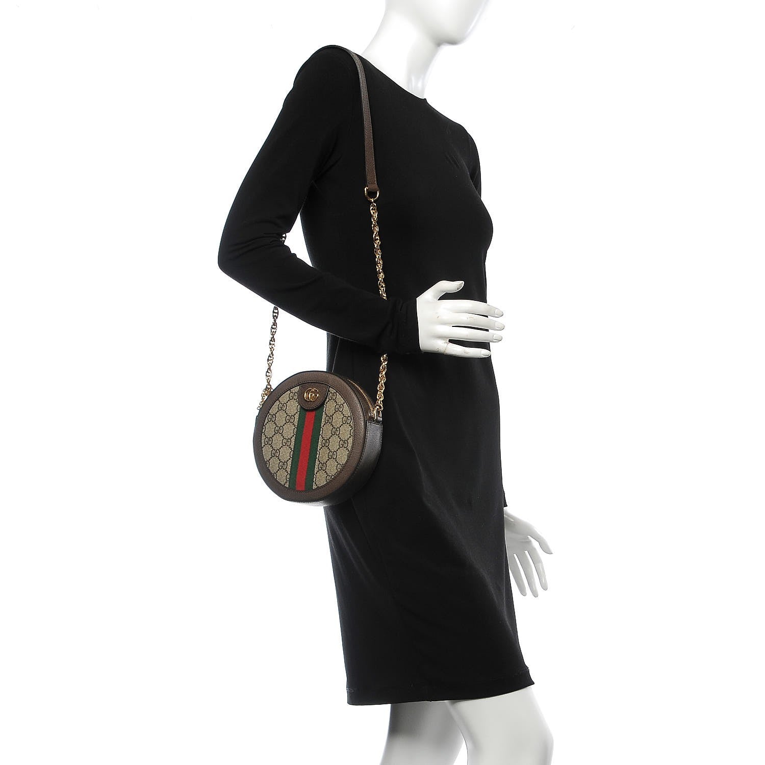 Gucci GG Supreme Monogram Web Mini Ophidia Round Shoulder Bag Brown 2 of 7