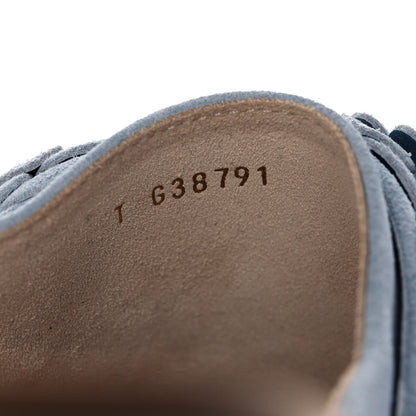 Chanel Suede Calfskin Camellia Mules 36 Light Blue 8 of 8