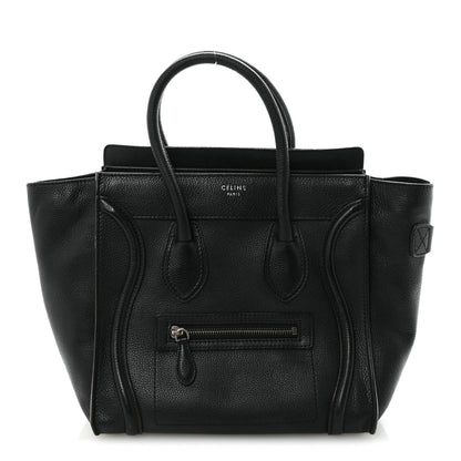 Celine Drummed Calfskin Micro Luggage Black 1 of 9