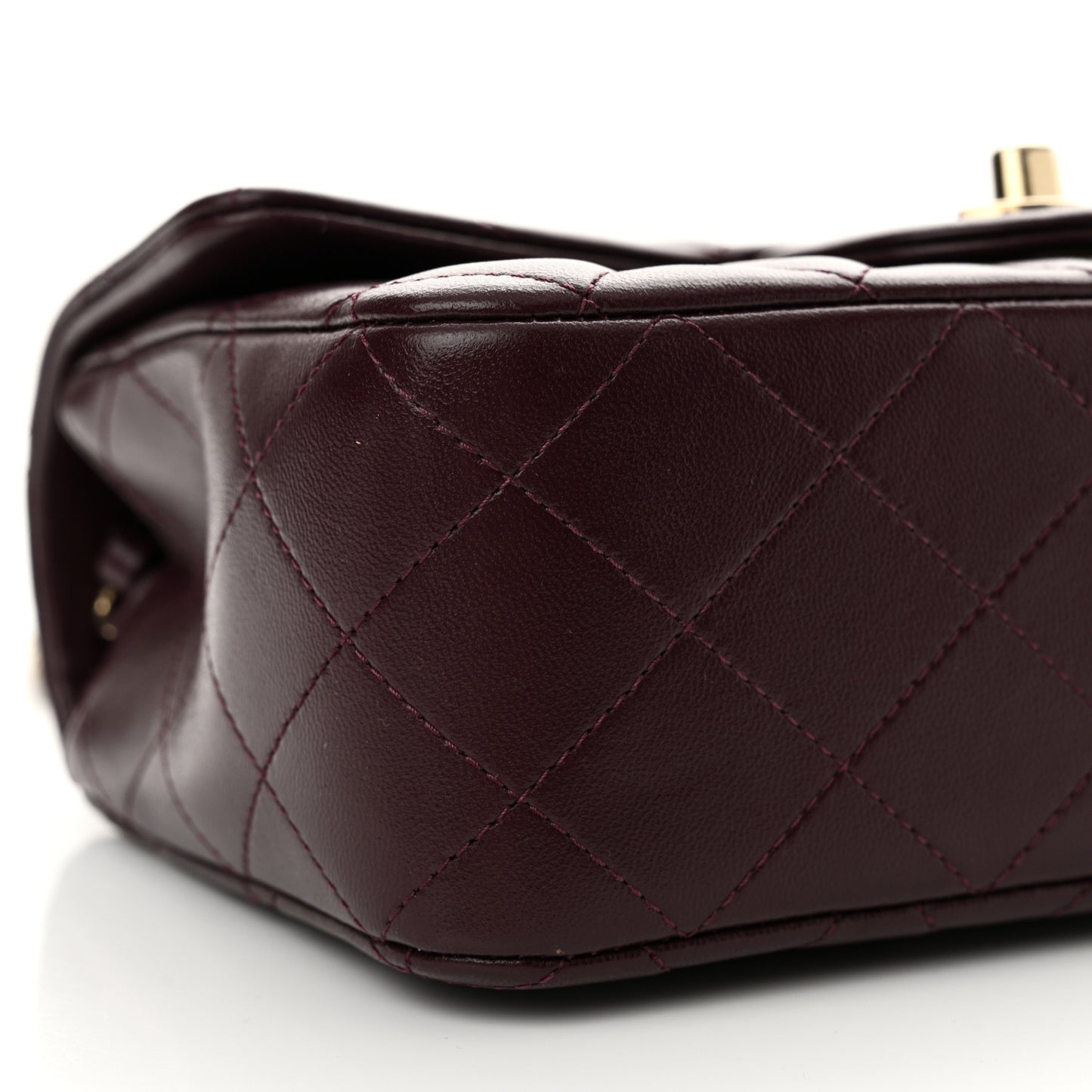 Lambskin Quilted Mini Rectangular Flap Burgundy
