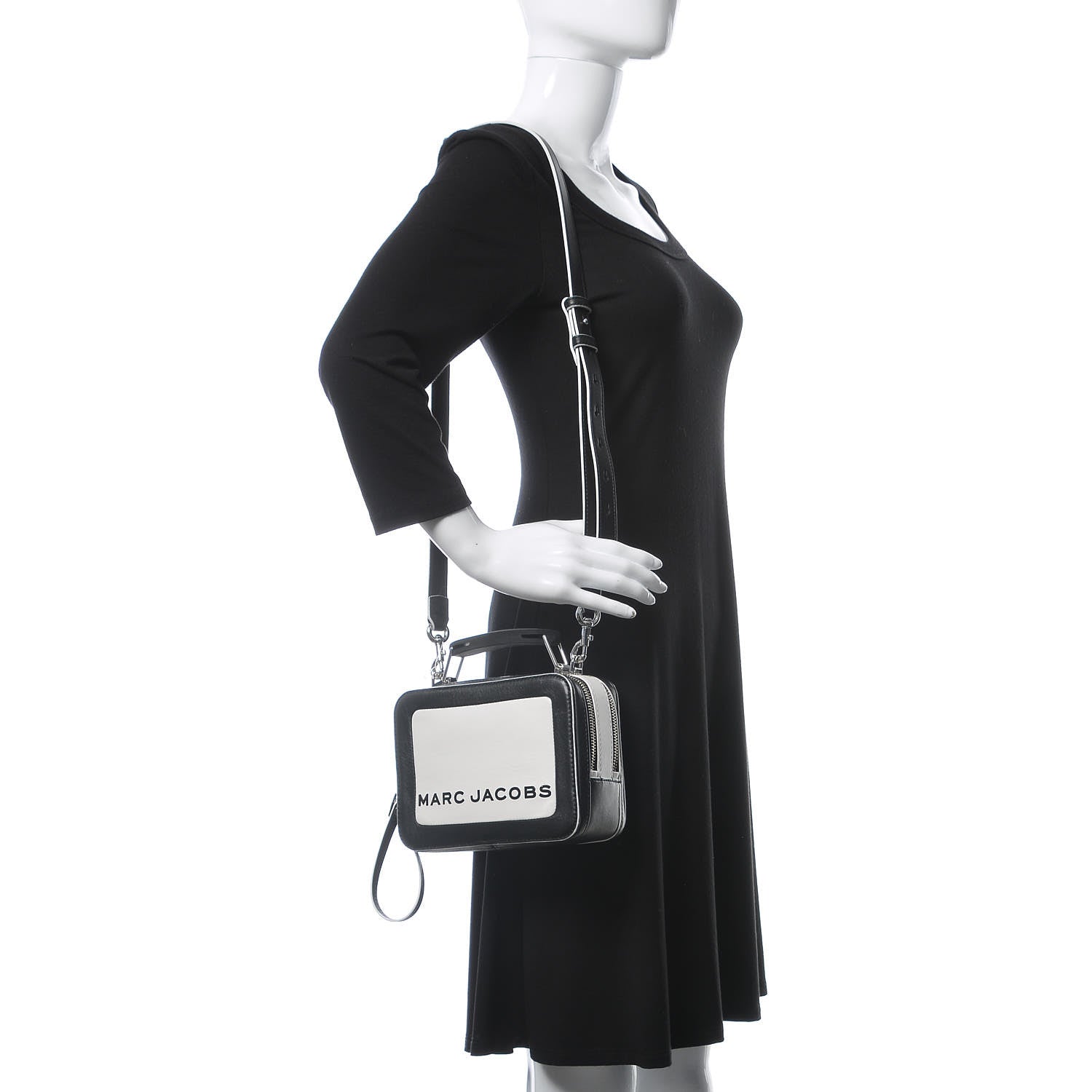 Marc Jacobs Calfskin The Box 20 Crossbody Black White 2 of 10