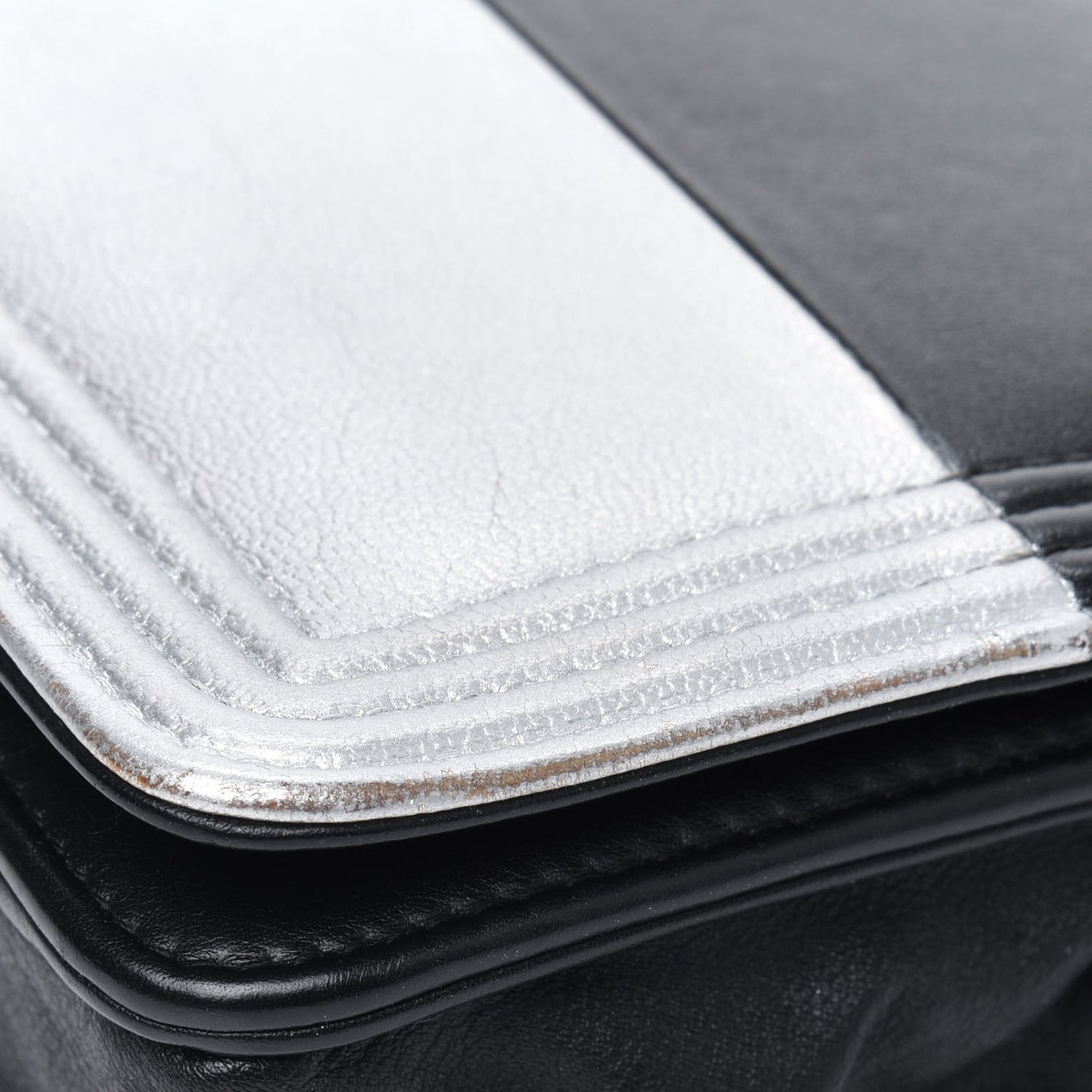 Metallic Goatskin Calfskin Boy Wallet on Chain WOC Black Silver