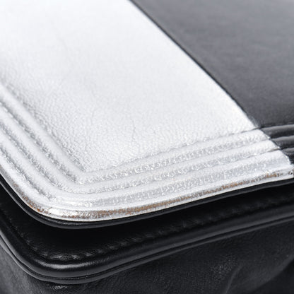 Chanel Metallic Goatskin Calfskin Boy Wallet on Chain WOC Black Silver 4 of 4