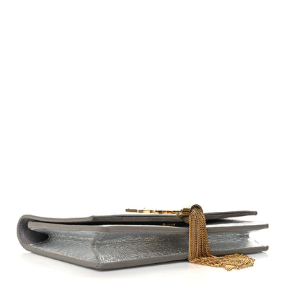 Saint Laurent Metallic Calfskin Kate Monogram Tassel Chain Wallet Silver 3 of 12
