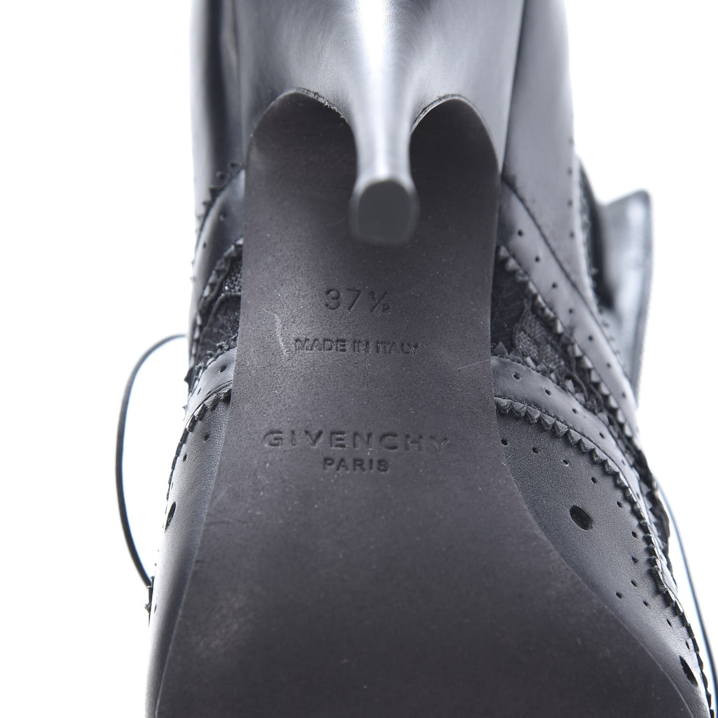 Calfskin Embroidered Lace Ankle Bootie 37.5 Black