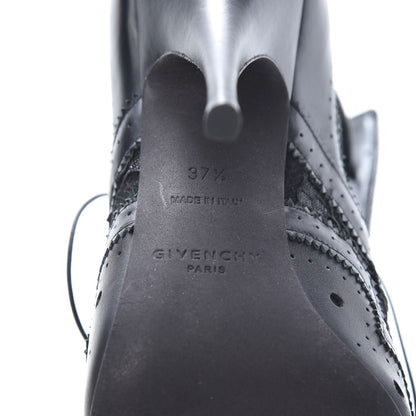 Givenchy Calfskin Embroidered Lace Ankle Bootie 37.5 Black 7 of 9