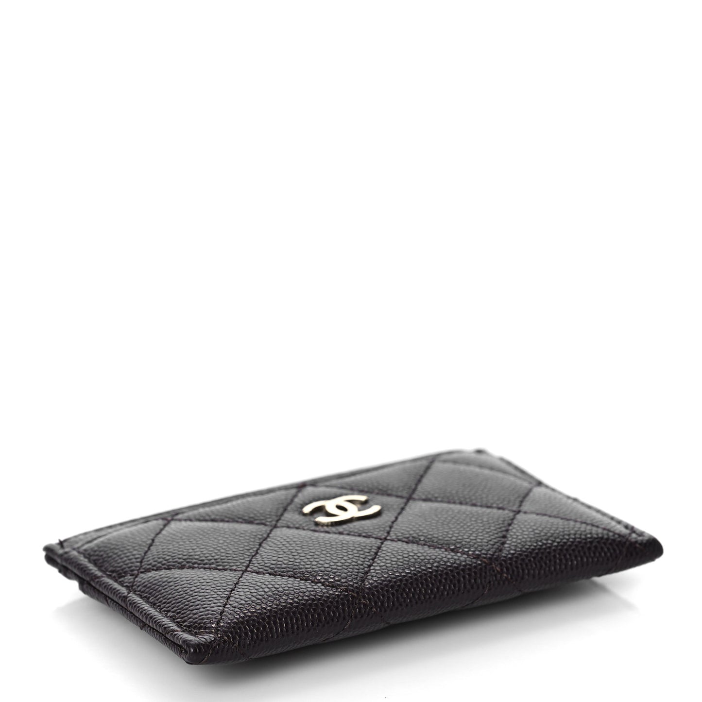 Caviar Quilted Card Holder Dark Brown