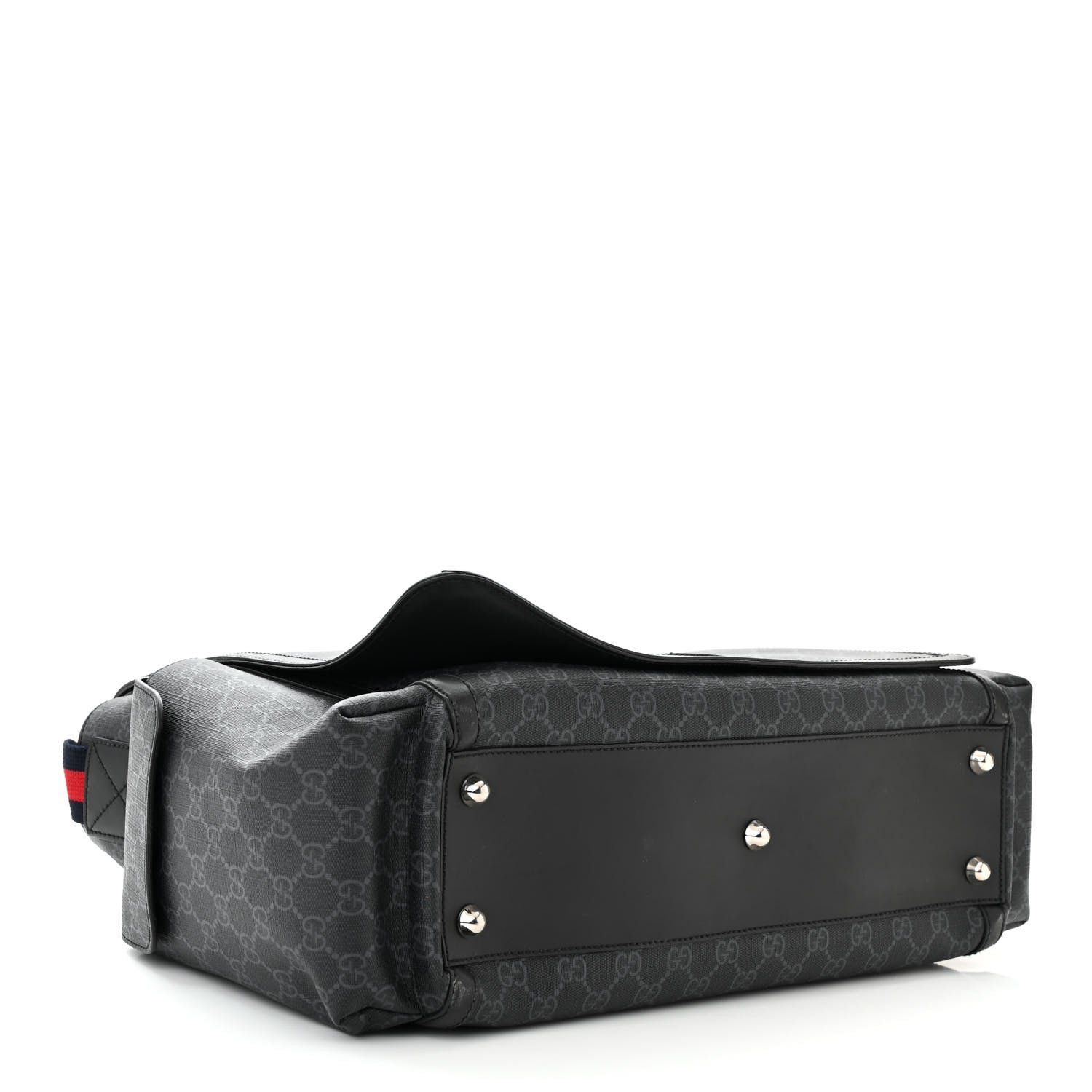 Gucci GG Supreme Monogram Web Messenger Diaper Bag Black Grey 5 of 11