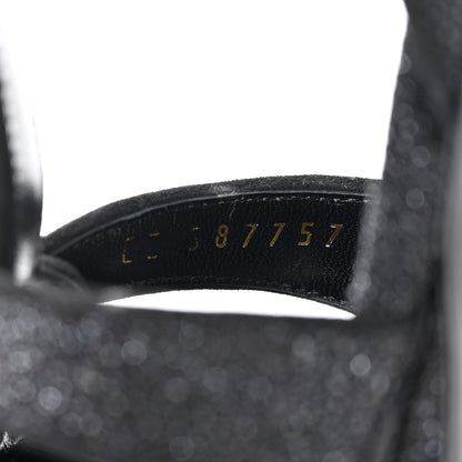 Saint Laurent Glitter Effect Calfskin Tribute 75 Platform Sandals 35 Black 7 of 10