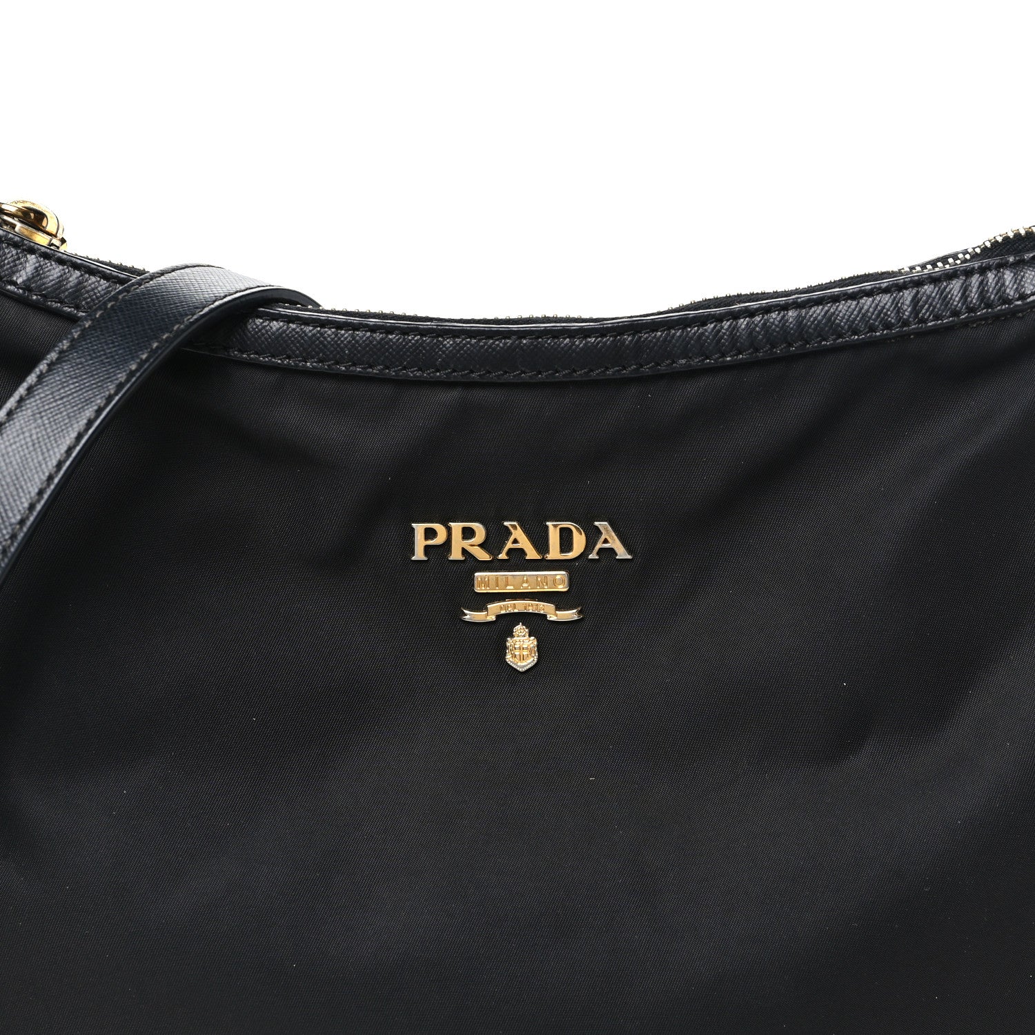 Prada Tessuto Nylon Saffiano Vela Crossbody Bag Black 7 of 9