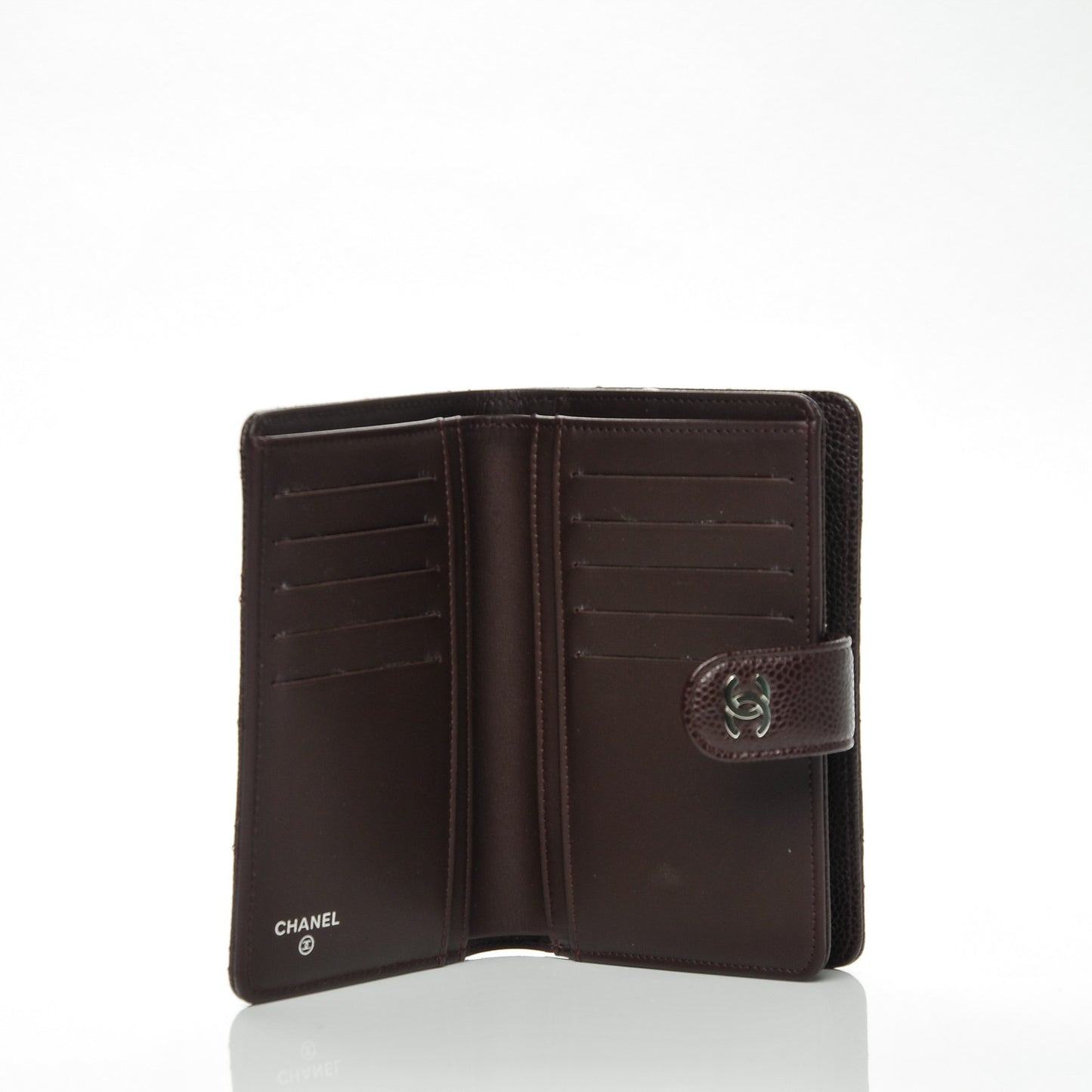 Caviar Quilted Zipped Pocket Wallet Burgundy