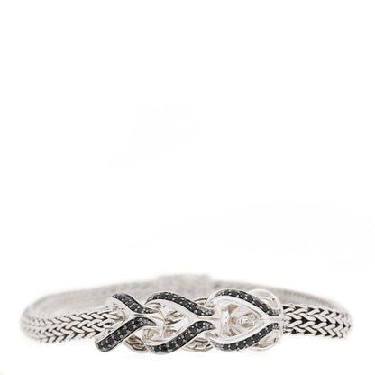 John Hardy Sterling Silver Black Sapphire 5mm Asli Classic Chain Station Bracelet 1 of 3
