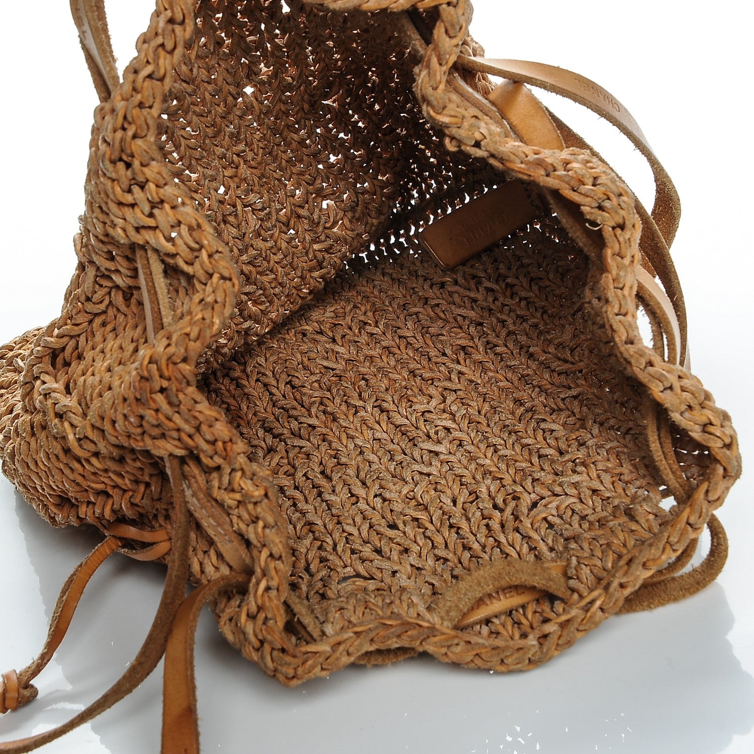 Chanel Calfskin Woven Drawstring Bag Brown 5 of 9