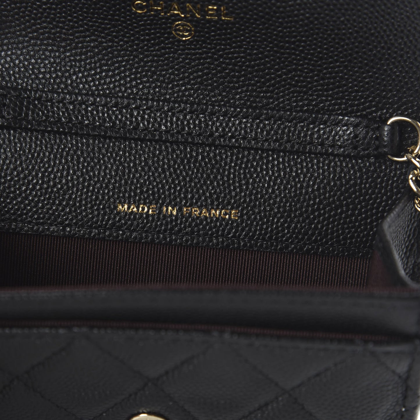 Caviar Quilted Flap Card Holder On Chain Black
