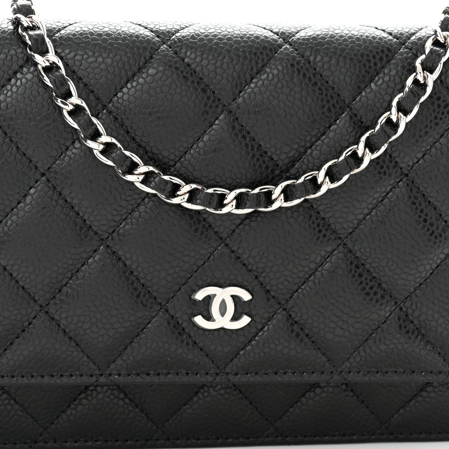 Caviar Quilted Wallet On Chain WOC Black